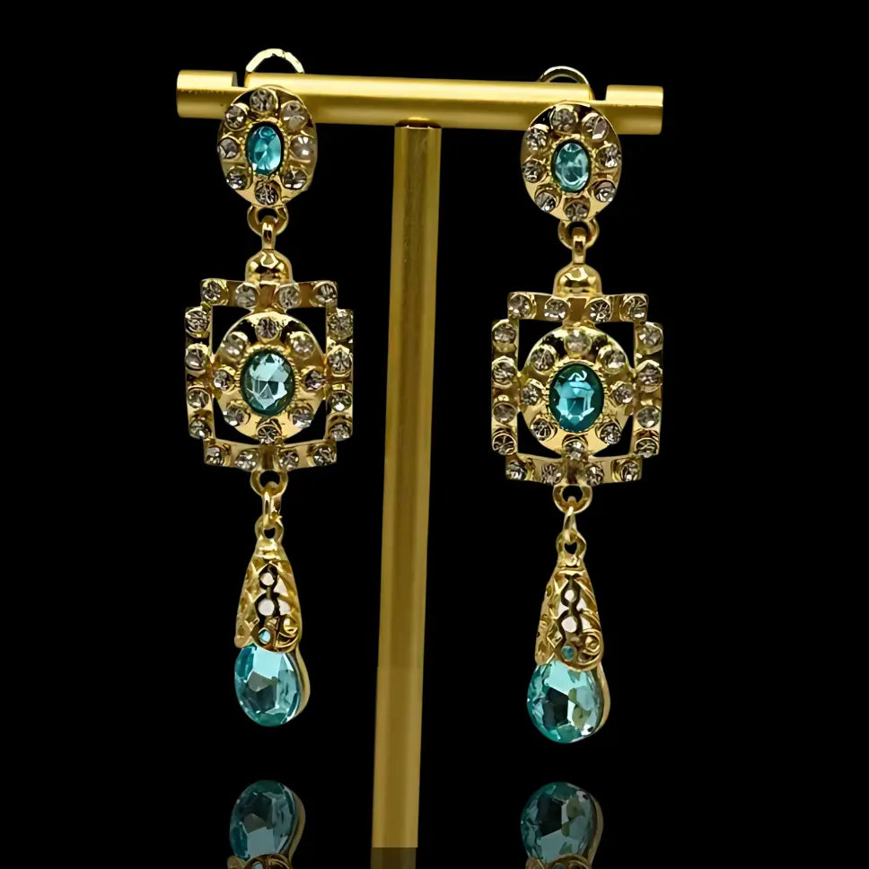 Boucles d’oreilles mariage turquoise – Nahéla doré | Mitsury