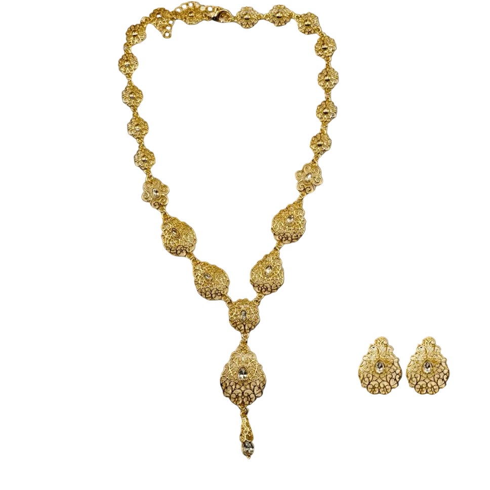 Parure dorée mariage avec pierres blanches – Mitsury