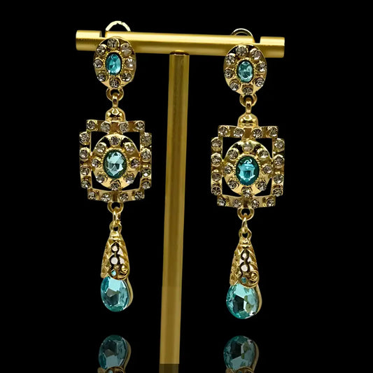 Boucles d’oreilles mariage turquoise – Nahéla doré | Mitsury