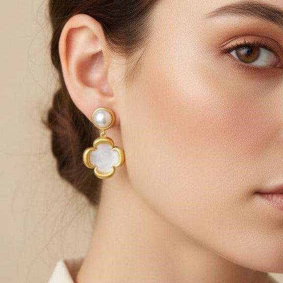 Boucles Fleur Perle – Bijou du quotidien en acier inoxydable | Mitsury