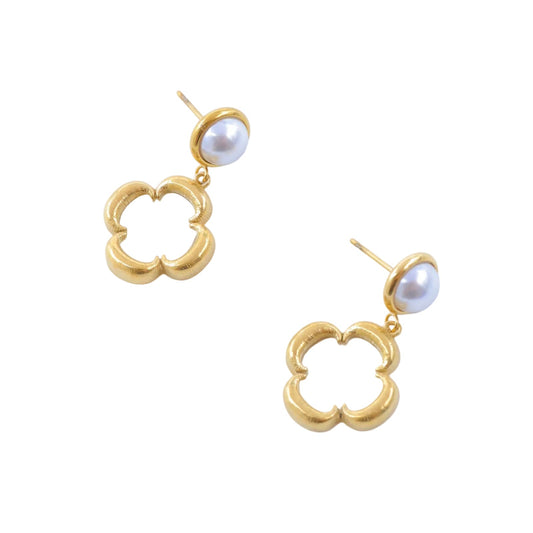 Boucles Fleur Perle – Bijou du quotidien en acier inoxydable | Mitsury