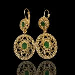 Boucles d’oreilles plaqué or vert émeraude pour mariage – Mitsury