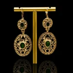 Boucles d’oreilles plaqué or vert émeraude pour mariage – Mitsury