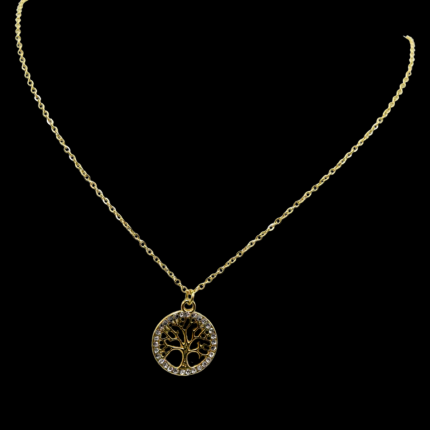 Collier arbre de vie doré en acier inoxydable avec strass – Mitsury
