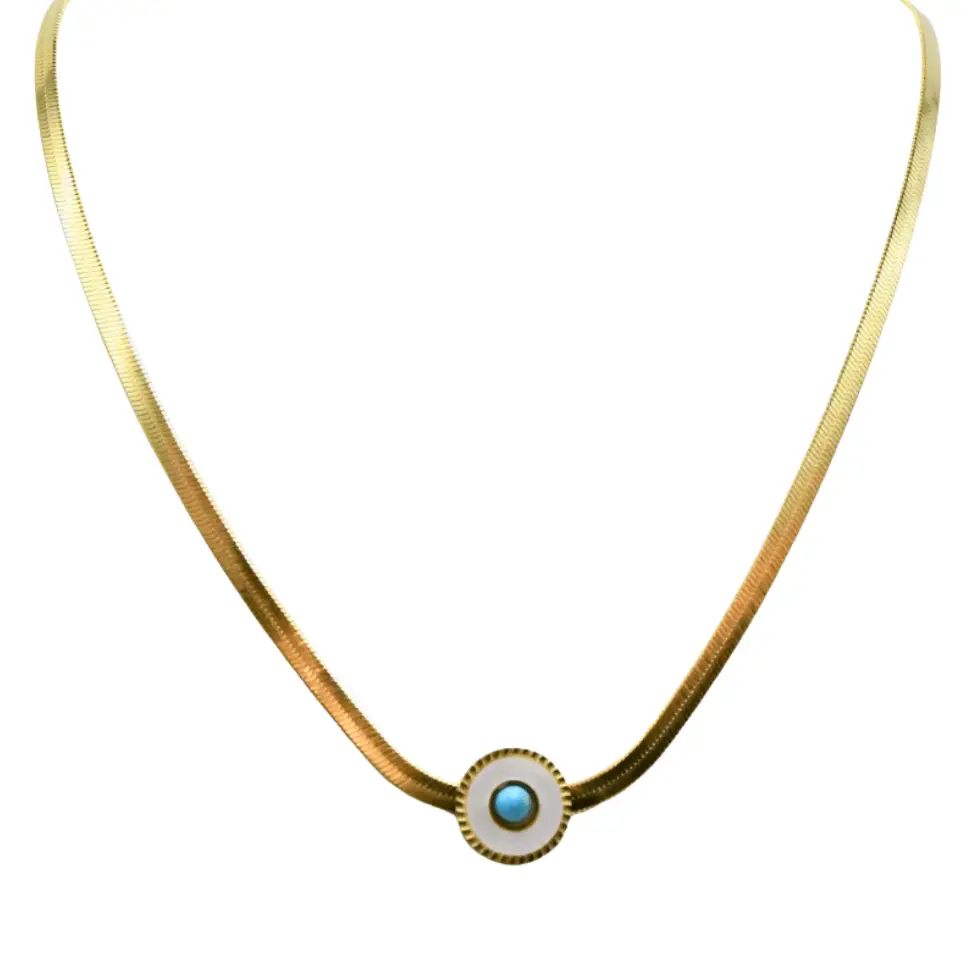 Collier doré œil bleu Eolanis en acier inoxydable – Mitsury Collier doré œil bleu Eolanis en acier inoxydable – Mitsury