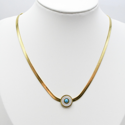 Collier doré œil bleu Eolanis en acier inoxydable – Mitsury