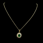 Collier vert doré Eriande en plaqué or avec pierre centrale verte
