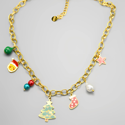 Collier en acier inoxydable avec pendentif sapin de Noël, bijou élégant pour la saison des fêtes