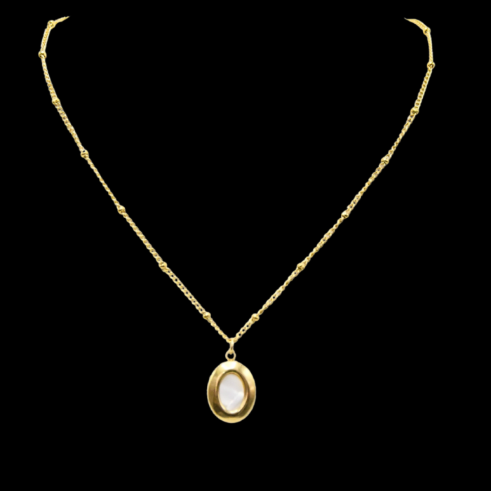 Collier doré nacre avec pendentif ovale – Mitsury