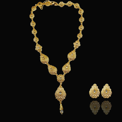 Parure dorée mariage pierres blanches Mitsury