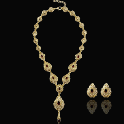 Parure dorée pierre rouge Mitsury – modèle Ravelya