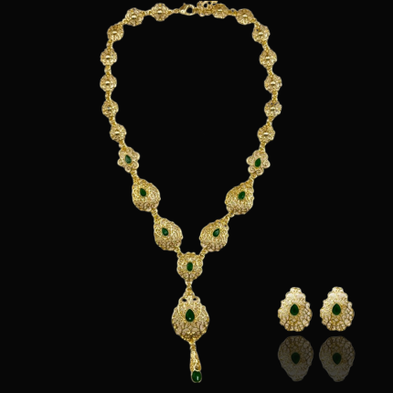 Parure dorée pierre verte Mitsury – modèle Elydria