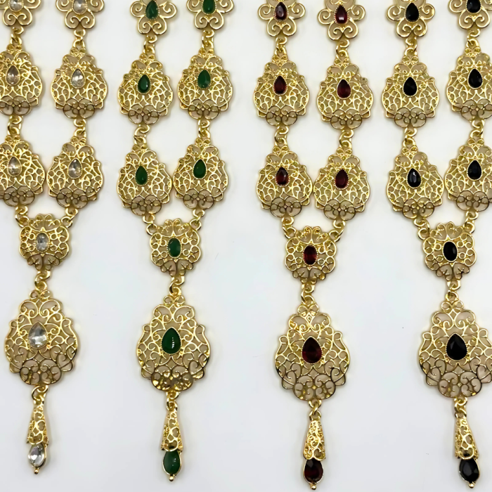 Parure dorée mariage pierres blanches Mitsury