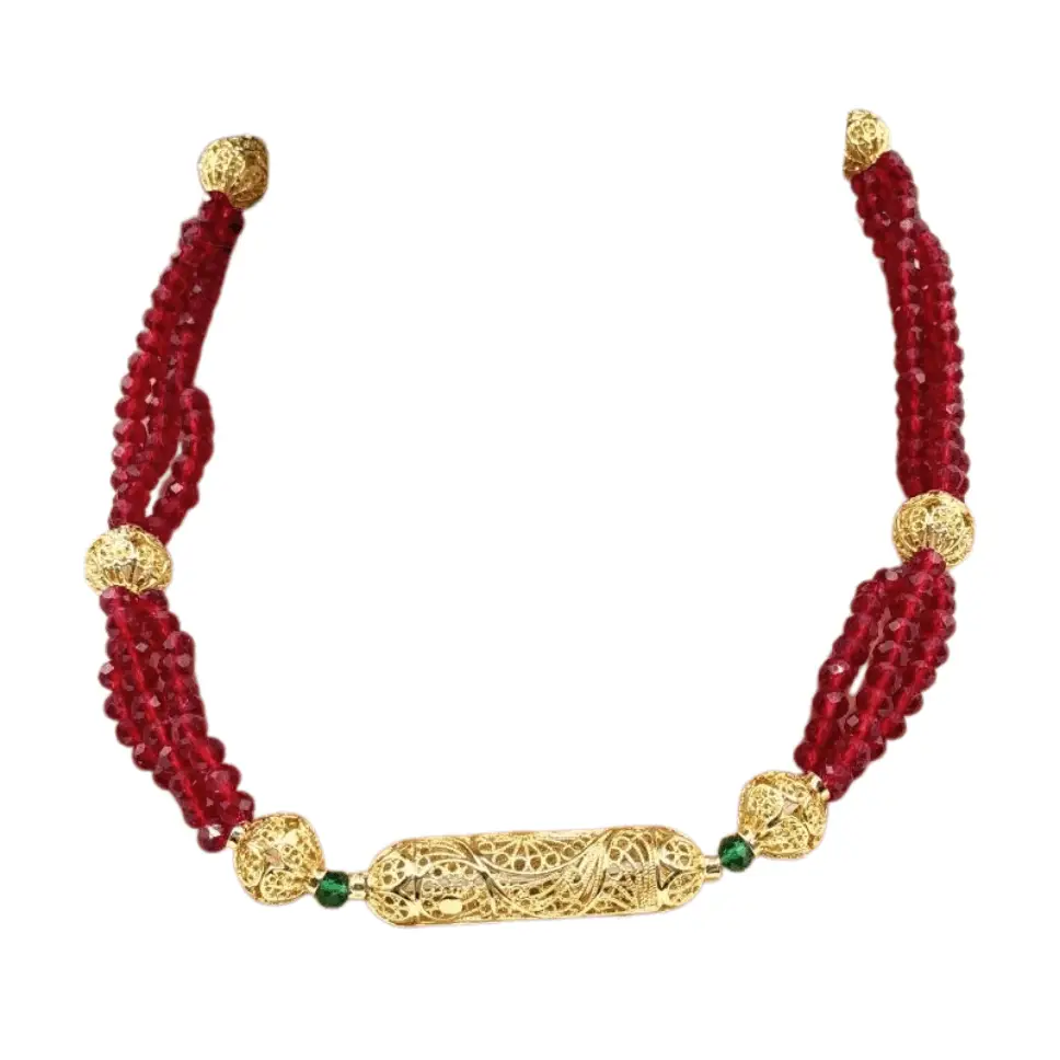 collier doré rouge mariage avec perles rouges et doré collier doré rouge mariage avec perles rouges et doré
